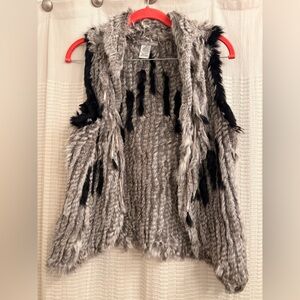 Alberto Makali Real Rabbit Fur Vest in Gray